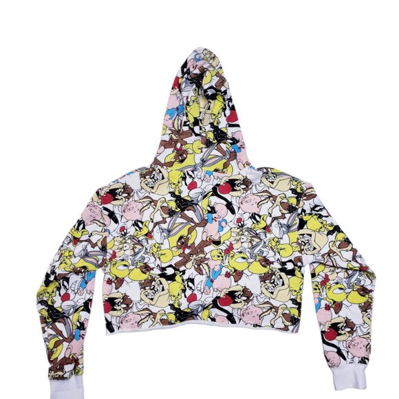 O-8 NWT Forever 21 Looney Tunes Logo Cropped Hoodie - Picture 2 of 3